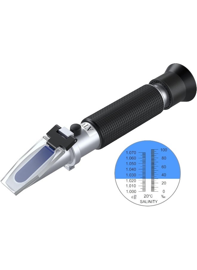 AUTOUTLET Salinity Refractometer, Automatic Temperature Compensation Salt Water Tester Hydrometer 0-100Ppt And 1.000-1.070 Specific Gravity Atc Refractometer For Sea Water Aquarium Tank, Marine Industry  - Image 1