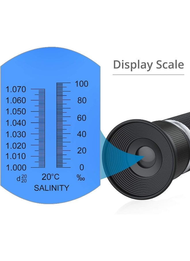 AUTOUTLET Salinity Refractometer, Automatic Temperature Compensation Salt Water Tester Hydrometer 0-100Ppt And 1.000-1.070 Specific Gravity Atc Refractometer For Sea Water Aquarium Tank, Marine Industry  - Image 5