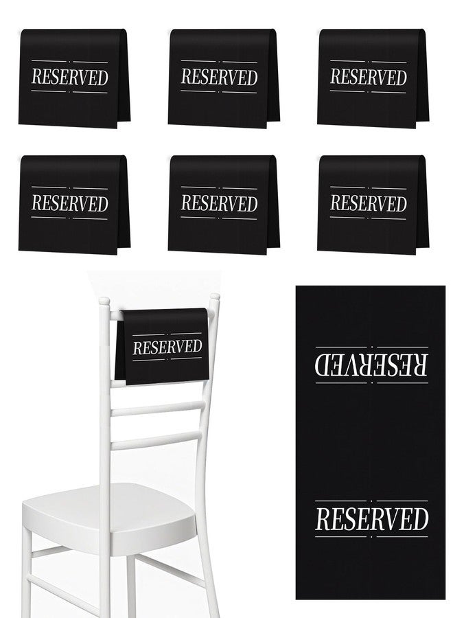 UBCGOTT 6 Pcs Reserved Seating Signs Reserved Chair Sign Printed Placeholder for Church Pew, Wedding, Party Events (Black and White, 6 Pcs) - Image 1
