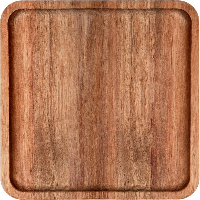 LorisArm 8 Acacia Wood Plate Square Wooden Trays Serving Platter Dinner Server Tray Dessert Cookie Snack Fruit Serving Board - Image 1