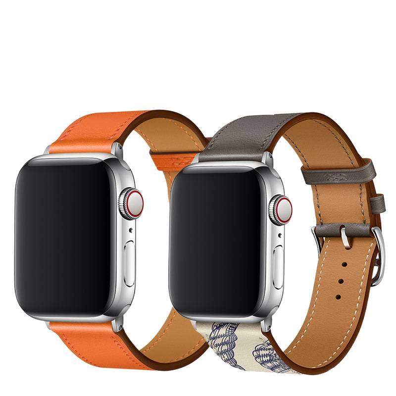 AD Blue Classic Leather Strap Smartwatch Band Compatible with Apple Watch Ultra with Adjustable Fit Replacement Strap for Daily Wear - Image 2