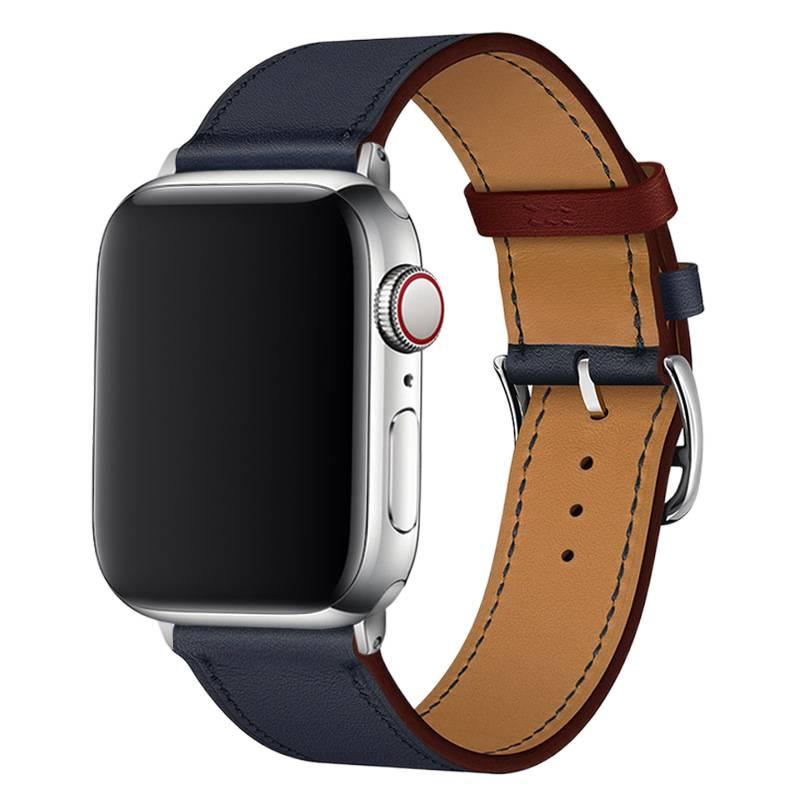 AD Blue Classic Leather Strap Smartwatch Band Compatible with Apple Watch Ultra with Adjustable Fit Replacement Strap for Daily Wear - Image 1