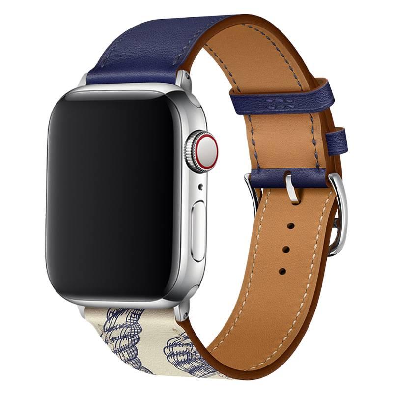 AD Blue Classic Leather Strap Smartwatch Band Compatible with Apple Watch Ultra with Adjustable Fit Replacement Strap for Daily Wear - Image 3