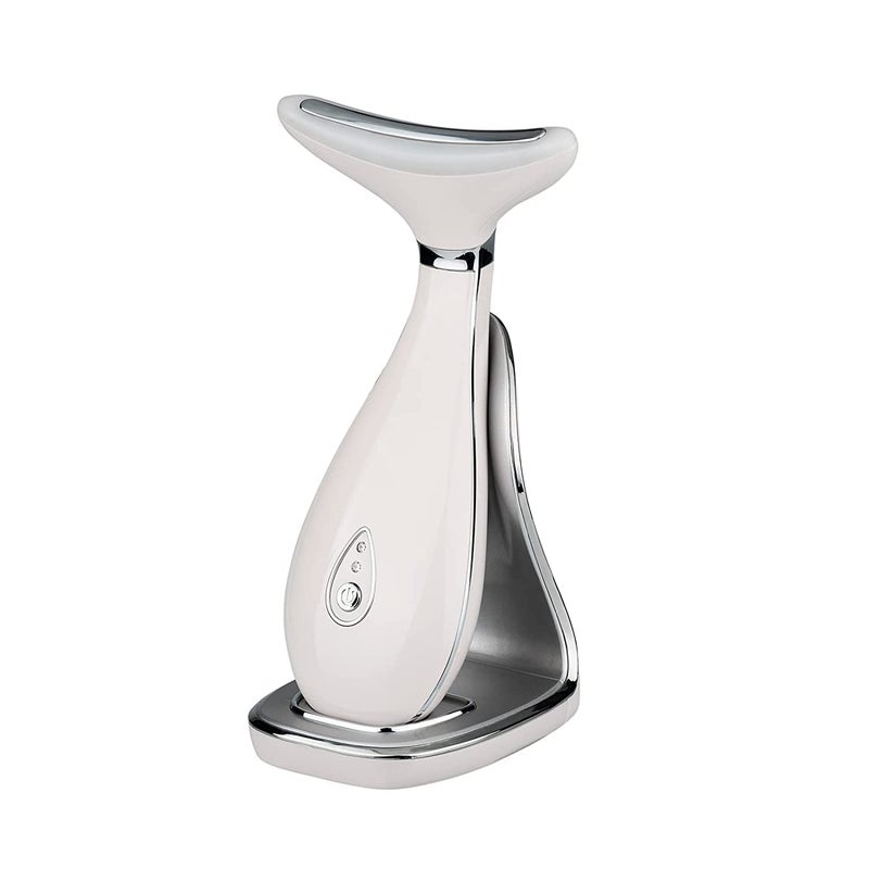 VRAIKO Lily Neck Face Massager Face Sculpting Tool Skin Rejuvenation Device with Thermal Triple Action LED and Vibration for AntiAging Lifting and Tightening Sagging Skin Pearl White - Image 2