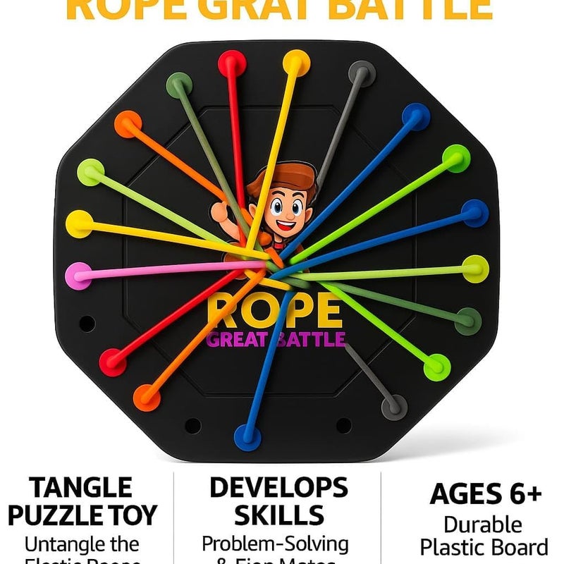 kunya Rope Untangling Puzzle Game, Strategy Board Game for Kids & Adults, Family Travel Party Games with Multi-Level Challenges, Gifts for All Ages (Rope Game) - Image 4