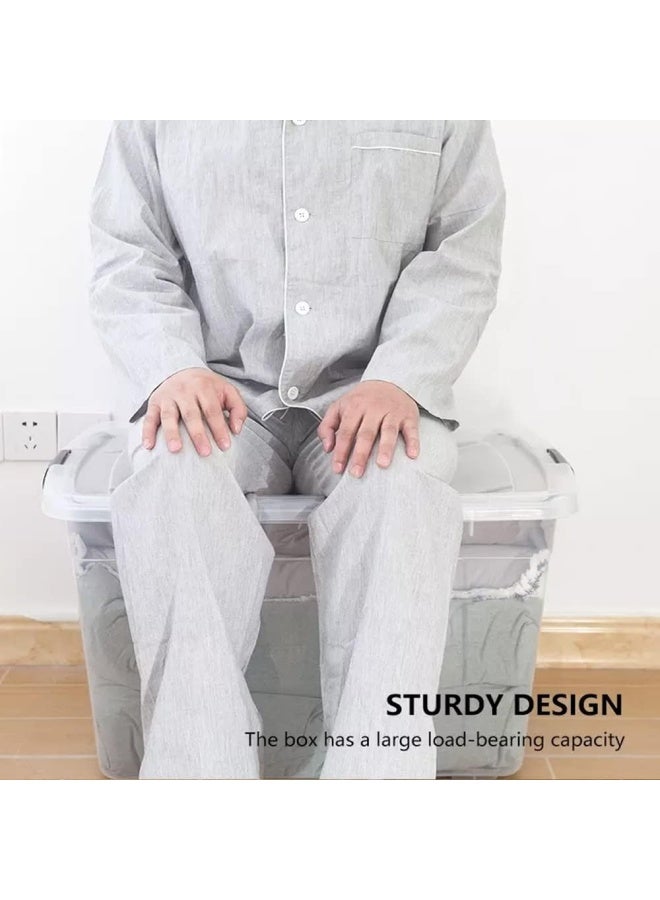 Premify Storage Box 138 L With Lockable Lid & Wheels | Clear Plastic Organizer | Transparent Box For Storing Clothes, Toys, Tools, Medicine, Office/Kitchen Supplies, Arts & Crafts (1 Box 138L) - Image 2