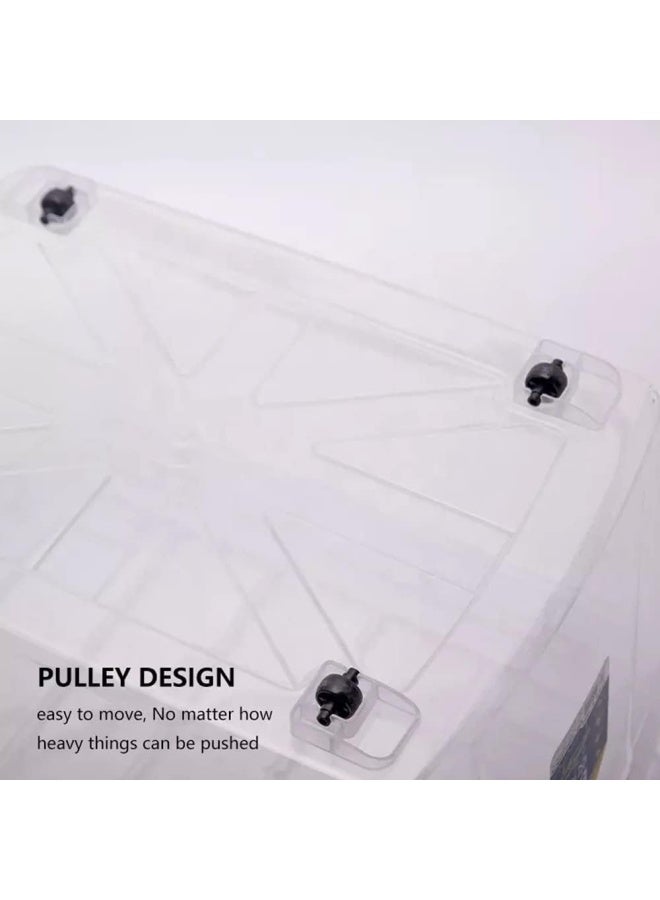 Premify Storage Box 138 L With Lockable Lid & Wheels | Clear Plastic Organizer | Transparent Box For Storing Clothes, Toys, Tools, Medicine, Office/Kitchen Supplies, Arts & Crafts (1 Box 138L) - Image 3