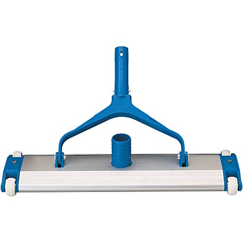 WATERTECH SYSTEMS 135 inch Aluminum Weighted Swimming Pool Vacuum Head on Wheels Aluminum Swimming Pool Cleaning Brush with EZ Clips_Blue and White - Image 2