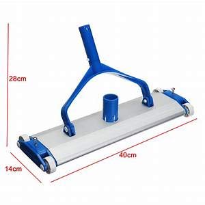 WATERTECH SYSTEMS 135 inch Aluminum Weighted Swimming Pool Vacuum Head on Wheels Aluminum Swimming Pool Cleaning Brush with EZ Clips_Blue and White - Image 3