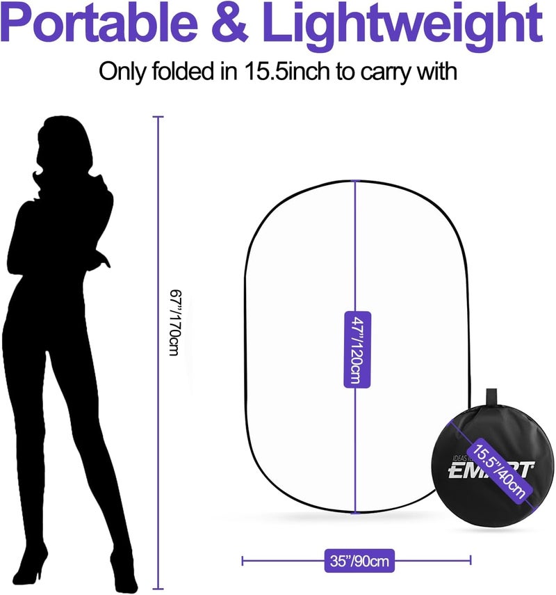 EMART 35'' x 47'' 5 in 1 Photo Collapsible Photography Reflector with Bag, Large Oval Portable Panel for Studio Video, Portraint, Outdoor Shooting -Translucent, White, Silver, Gold, Black - Image 4