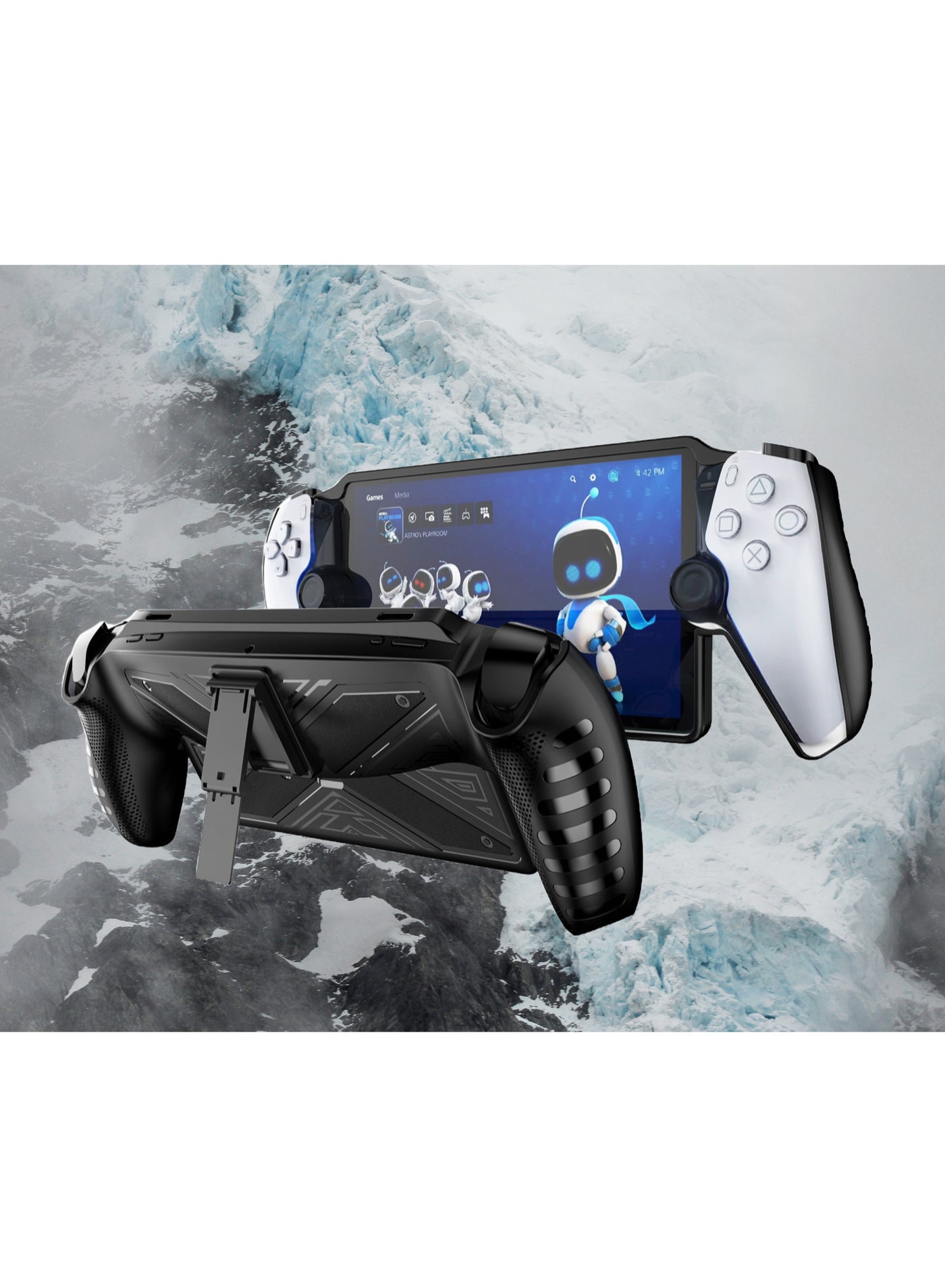 Anti-fall Protective Cover With Collapsible Bracket,Suitable For Sony PlayStation Portal Game Console Protection