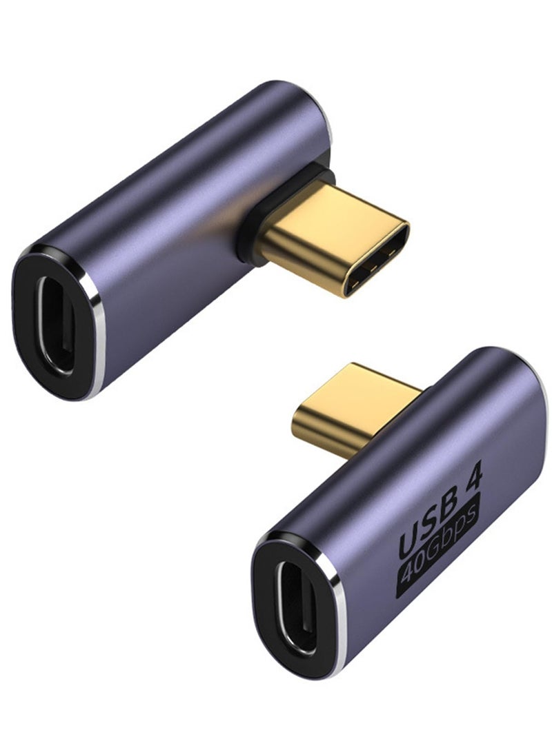 erorex 2 PACK 90 Degree Right Angle USB C Male to USB C Female Adapter,Supports 8k@60HZ and 100W fast charging,Compatible with 3/4,USB Type C interface devices (Transversal 90 degree adapter) - Image 1