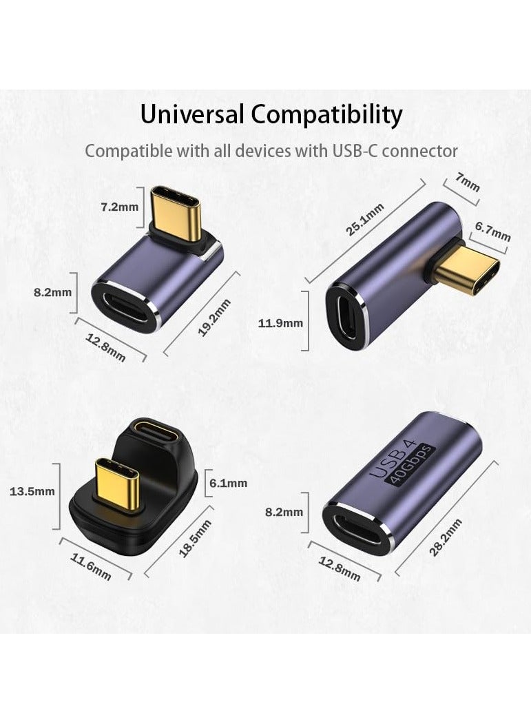 erorex 2 PACK 90 Degree Right Angle USB C Male to USB C Female Adapter,Supports 8k@60HZ and 100W fast charging,Compatible with 3/4,USB Type C interface devices (Transversal 90 degree adapter) - Image 2