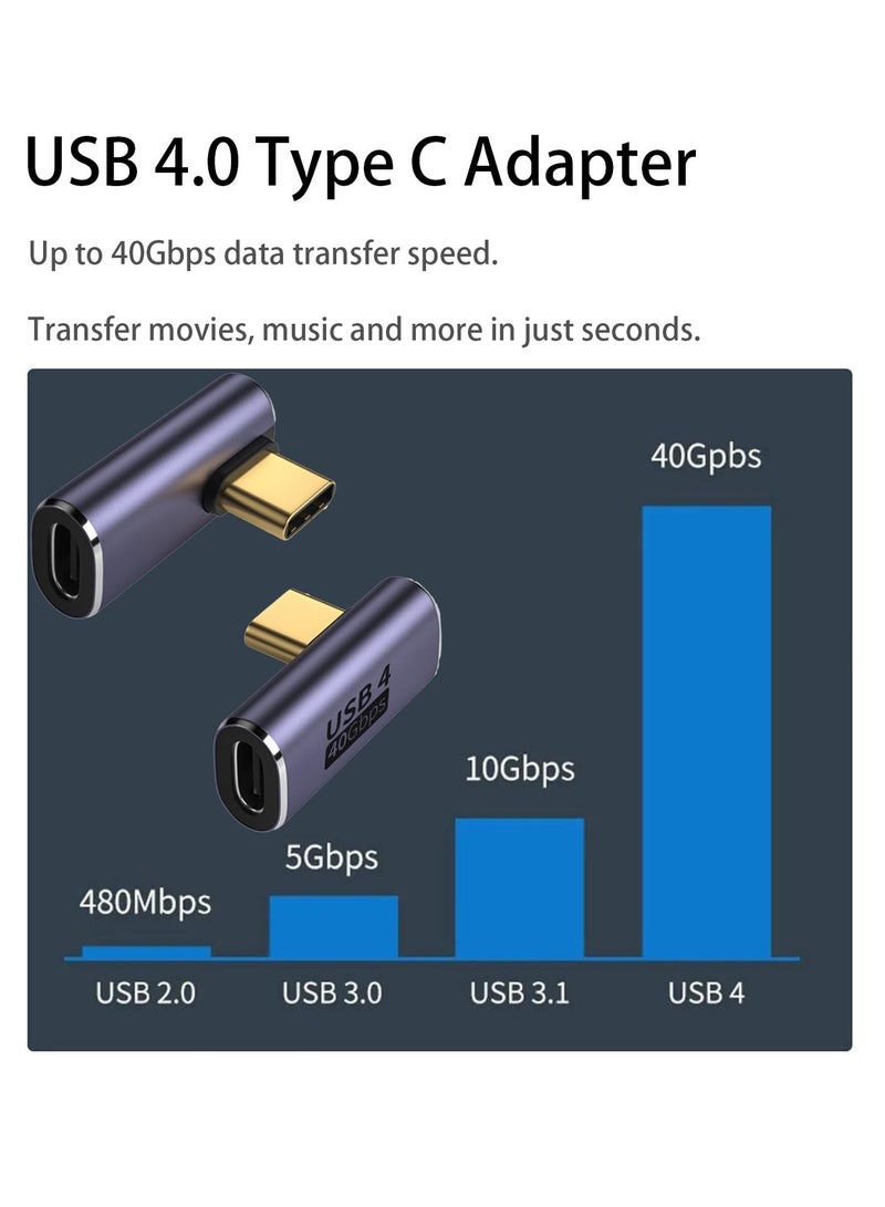 erorex 2 PACK 90 Degree Right Angle USB C Male to USB C Female Adapter,Supports 8k@60HZ and 100W fast charging,Compatible with 3/4,USB Type C interface devices (Transversal 90 degree adapter) - Image 4