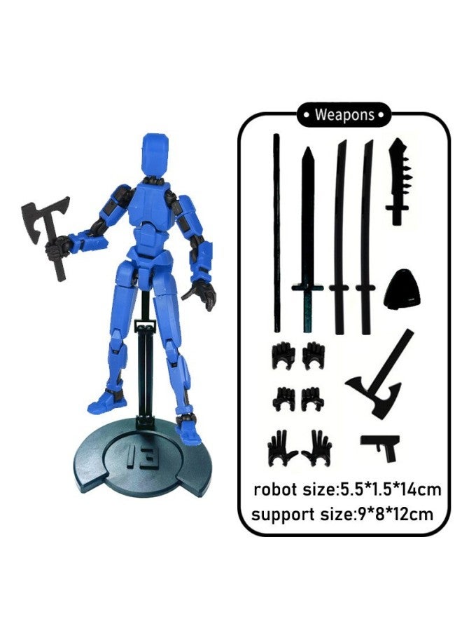 Multi-joint Movable Figure Hand Board Lucky 13 Doll Full Body Activity Robot Decompression To Play Artifact-Color:With Bracket-blue 75g  Bag  - Image 1
