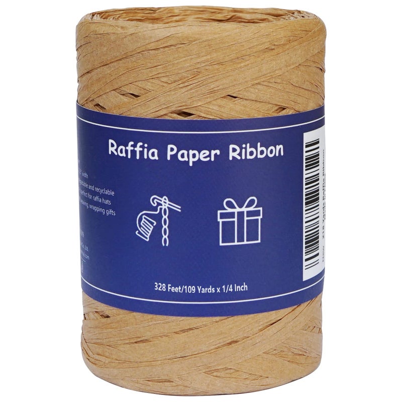 HAMUIERS Raffia Ribbon for Gift Wrapping Packing Paper Twine String Craft Ribbon for Crochet  14 Wide 109 Yards