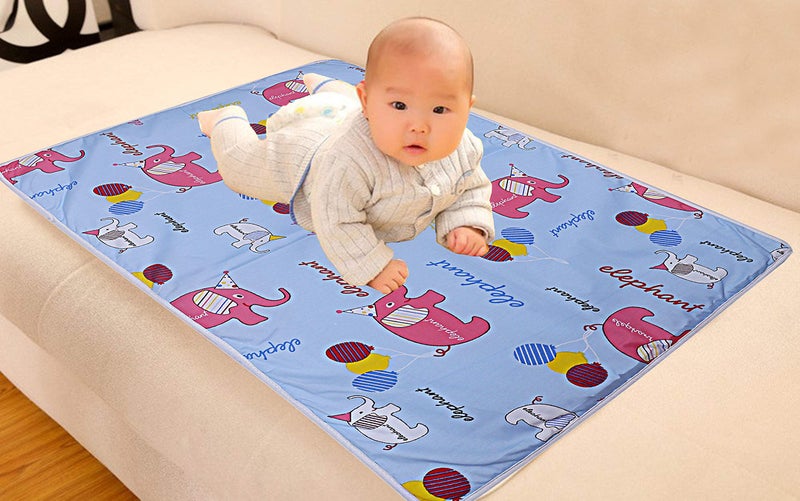 Goodluck a to z Born Baby Items Cotton Plastic Sleeping mat, Waterproof Foam Cushioned Changing Sheet (Multicolour, Large, Set of 4, 6-12 Months) - Image 4