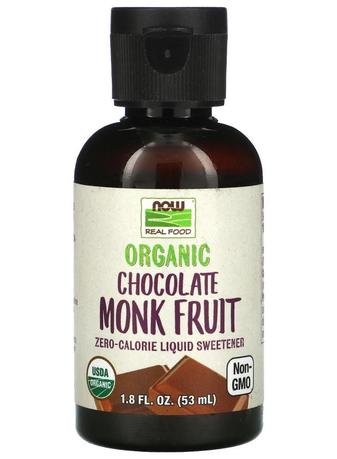 now Real Food Organic Monk Fruit Zero-Calorie Liquid Sweetener Chocolate 1.8 fl oz (53 ml)