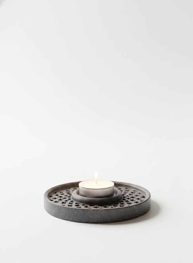 MBSC Handmade Marble Soapstone T-Light Candle Holder Round Lattice Carved Tealight Diya Decorative Home Décor Showpiece Natural Stone Multicolor Craft for Indoor Outdoor Festive Decoration & Gifting - Image 4