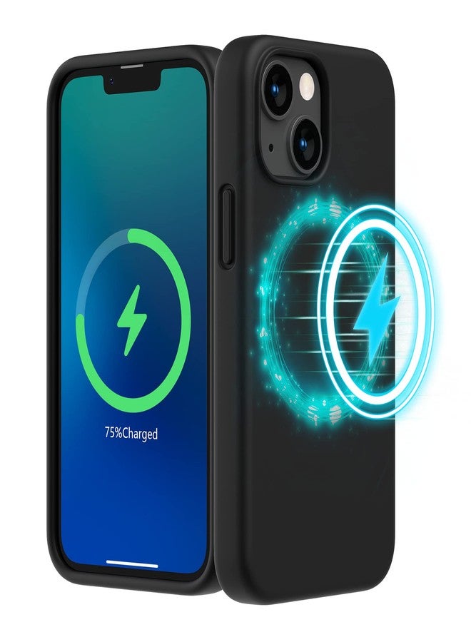 جراب مغناطيسي من SURPHY مصمم لهاتف iPhone 13 Mini، متوافق مع MagSafe (إصدار 2021، 5.4 بوصة)، جراب هاتف من السيليكون السائل مع بطانة من الألياف الدقيقة (أسود) - Image 1