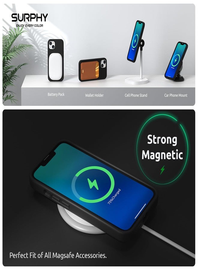 جراب مغناطيسي من SURPHY مصمم لهاتف iPhone 13 Mini، متوافق مع MagSafe (إصدار 2021، 5.4 بوصة)، جراب هاتف من السيليكون السائل مع بطانة من الألياف الدقيقة (أسود) - Image 4