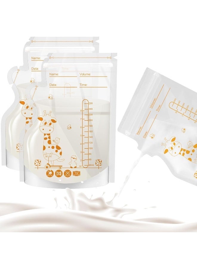 Mumgaroo Breast Milk Storage Bags Freezer, 8.5 OZ / 40 Pcs Breastmilk Storage Bag with Double Zip Lock, Self Standing, Pre-Sterilized Milk Storage Bags Breastmilk, Space Saving Flat Profile - Image 1