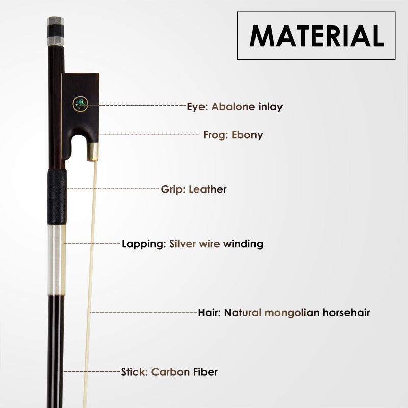 Kmise Carbon Fiber Violin Bows: Lightweight Violin Bow 4/4, Anti-Deformation Full Size Fiddle Bow, Ultra-Stretchy Horse Hair, Gift for Professional, Beginner, Adults, Kids Violins Practice (Coffee) - Image 4