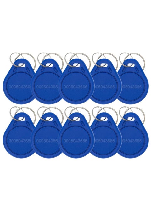 125Khz RFID Key Tags, EM4100 TK4100 Chip Non-Writeable Fixed Unique Number Proximity Key Chain for Access Control Systems (10 Keychain, Blue)