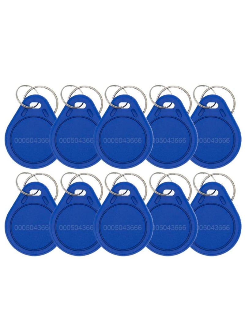 Rubik - 125Khz RFID Key Tags, EM4100 TK4100 Chip Non-Writeable Fixed Unique Number Proximity Key Chain for Access Control Systems (10 Keychain, Blue) - Image 1
