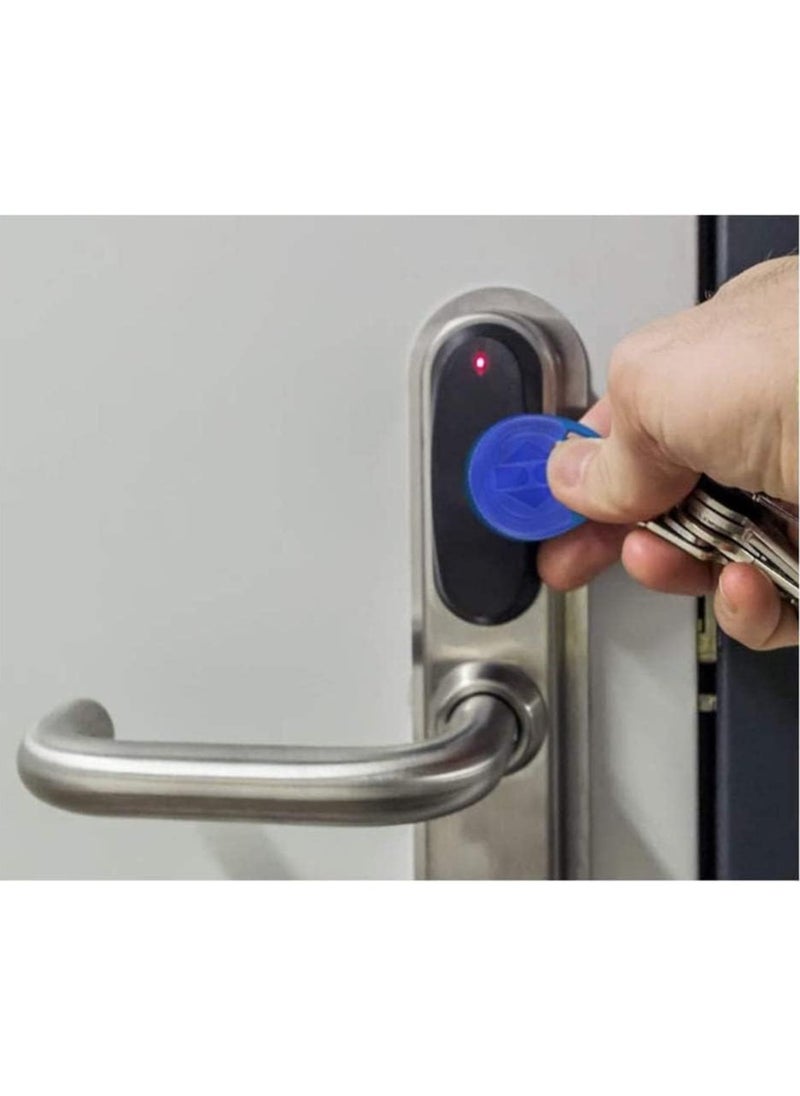 Rubik - 125Khz RFID Key Tags, EM4100 TK4100 Chip Non-Writeable Fixed Unique Number Proximity Key Chain for Access Control Systems (10 Keychain, Blue) - Image 1