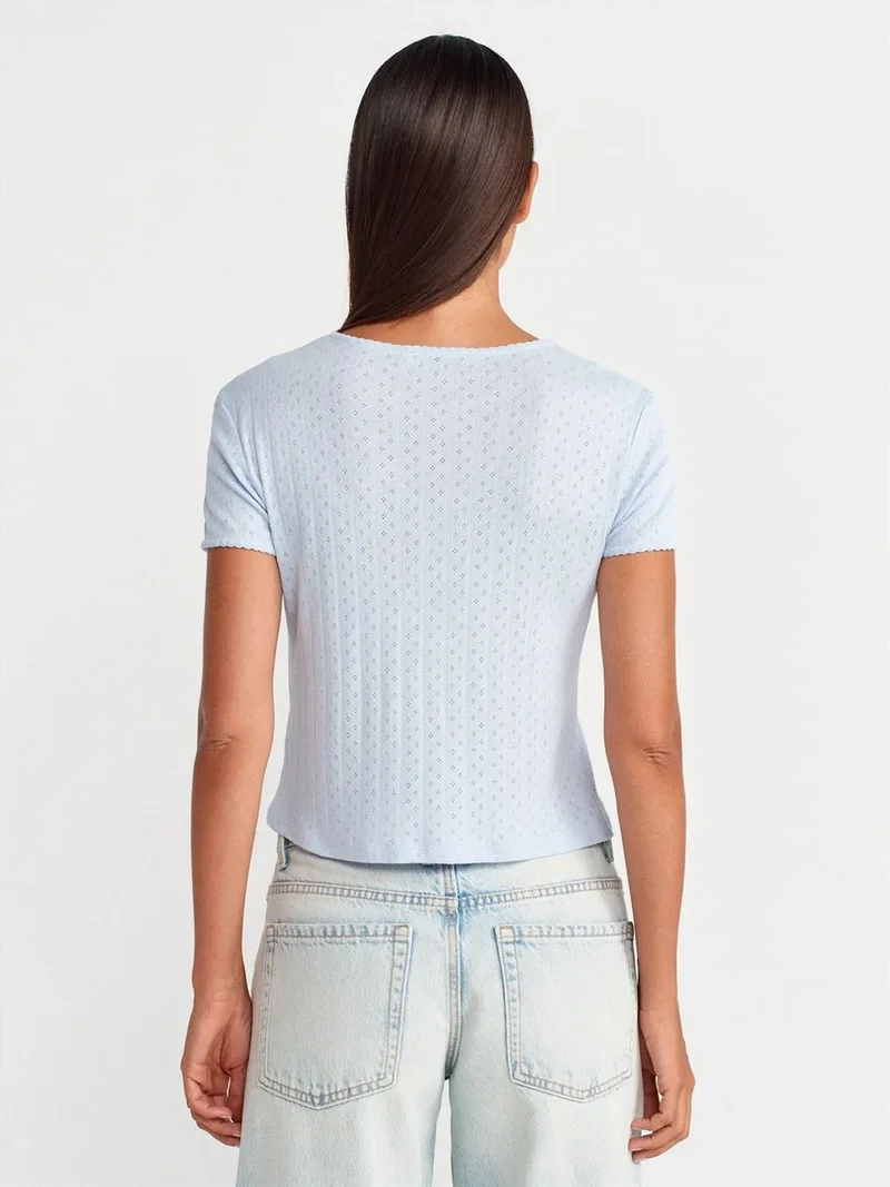 ديلفين Dilvin Women's Ribbed Crop T-Shirt
