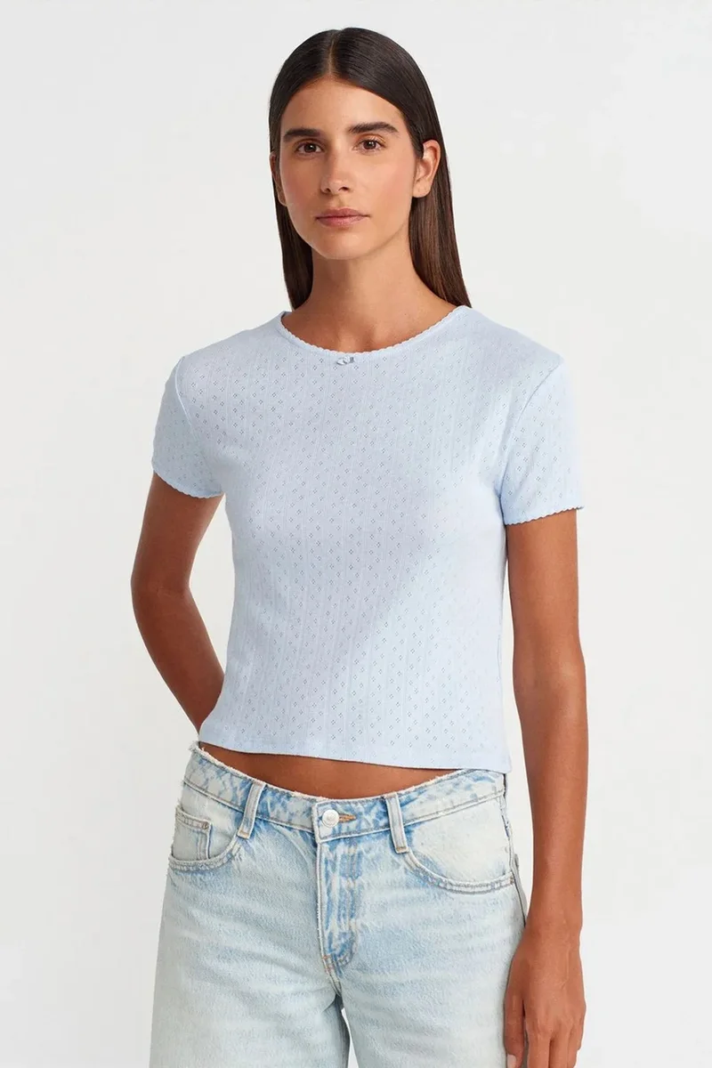 Dilvin DILVIN Women's Ribbed Crop T-Shirt