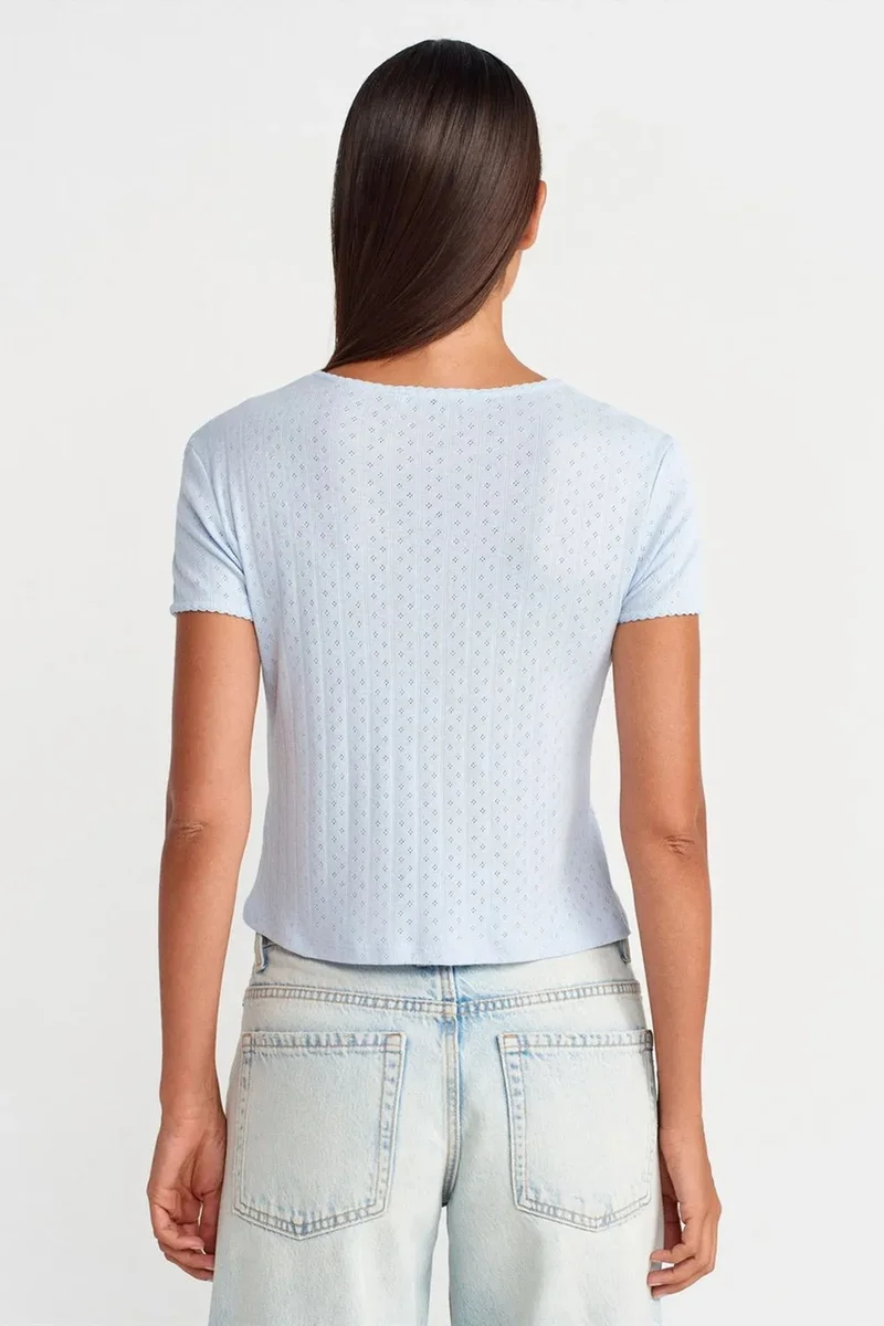 Dilvin DILVIN Women's Ribbed Crop T-Shirt