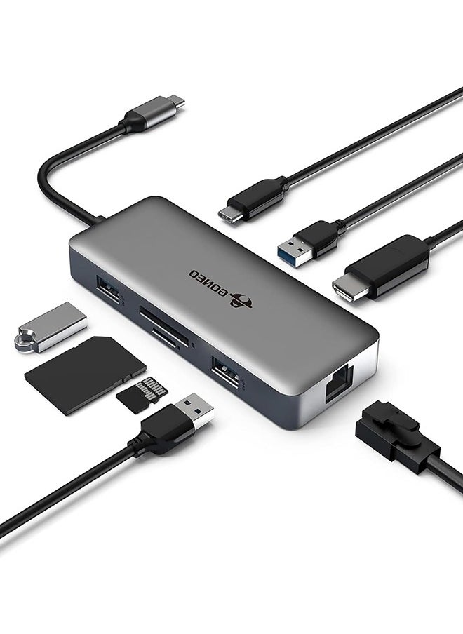 GONEO 8 in 1 USB C Hub Multiport Adapter,USB C Docking Station with 4K HDMI Port, 3 USB Ports,SD/TF Card Reader,USB C Dongle for Dell/MacBook Pro/MacBook Air/HP XPS/Lenovo Laptops  - Image 1