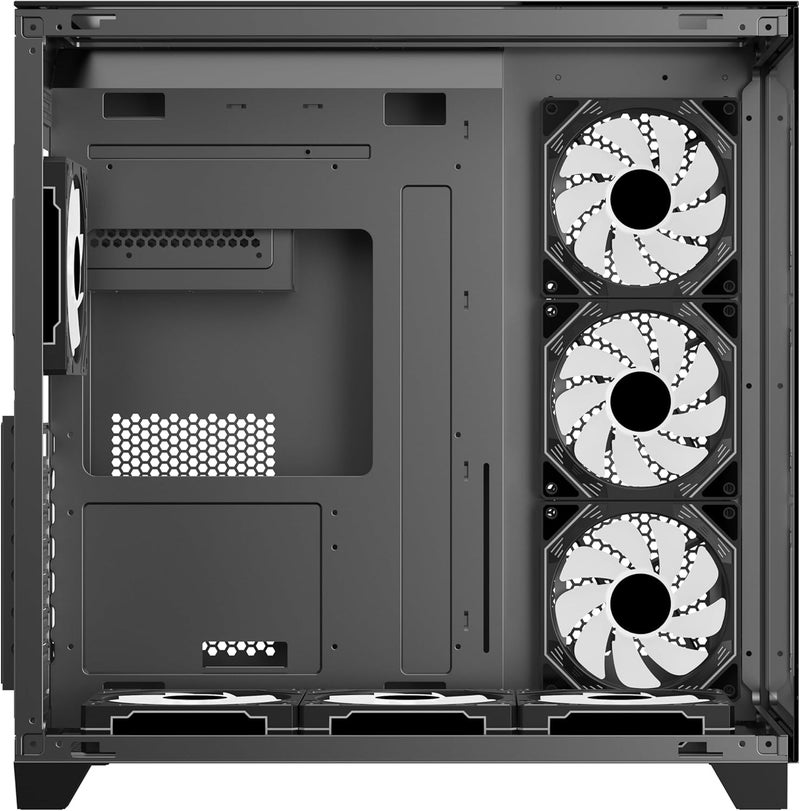 SHARX PROFIN ATX Mini-Tower Gaming PC Case with 7X 120mm ARGB Fans with Controller, Tempered Glass Black PC Case, Ports: Type-C, USB3.0, USB2.0, Power & Reset Button - Image 5