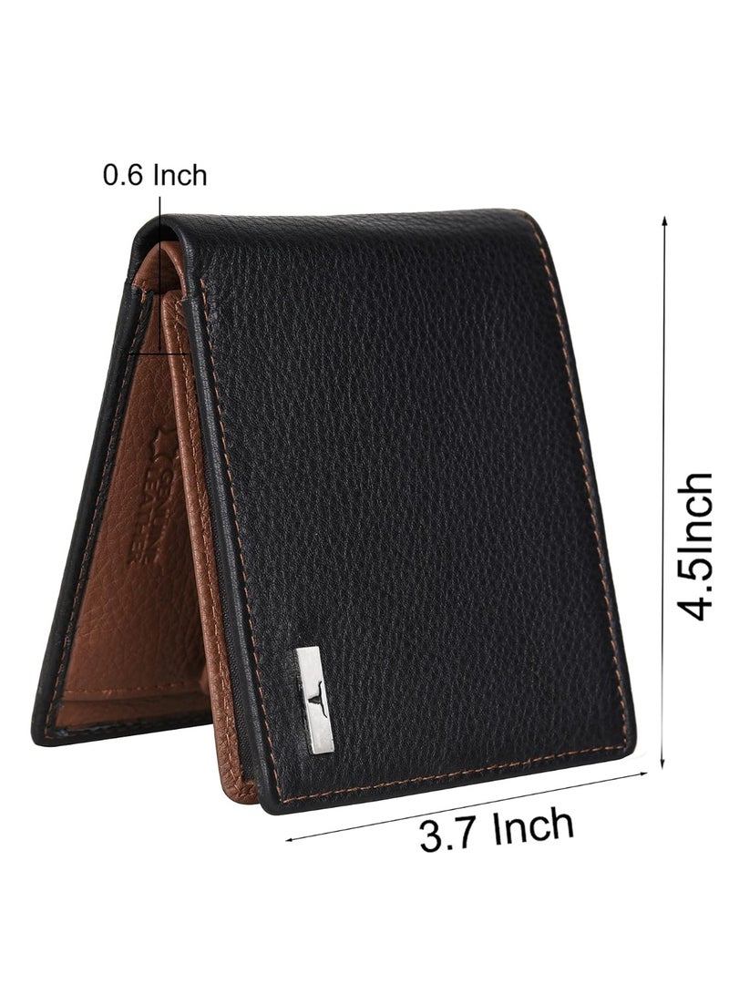 URBANFOREST URBAN FOREST Kyle Black/Redwood Leather Wallet for Men, 6 Card Slot - Image 2