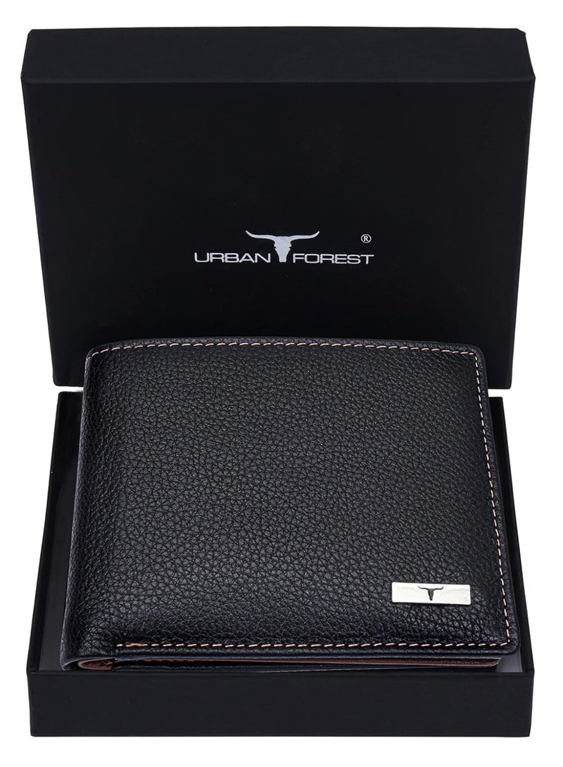 URBANFOREST URBAN FOREST Kyle Black/Redwood Leather Wallet for Men, 6 Card Slot - Image 3
