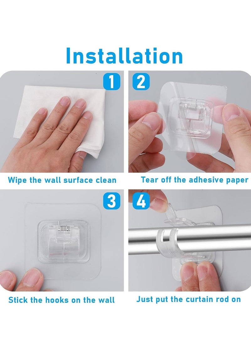 8 Pack No Drill Curtain Rod Brackets No Drill Curtain Rod Holder Self Adhesive Curtain Rod Hooks - Image 3
