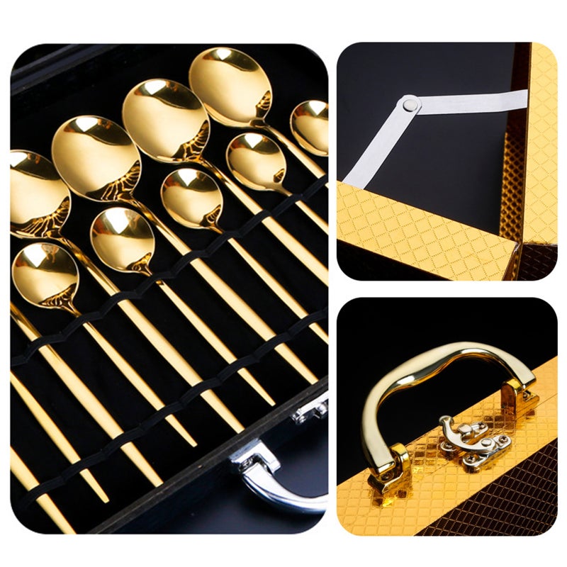 24Pcs Dinnerware Set With Gift Box Stainless Steel Kitchen Cutlery Set Knife Spoon Flatware Minimalist Tableware - Image 3