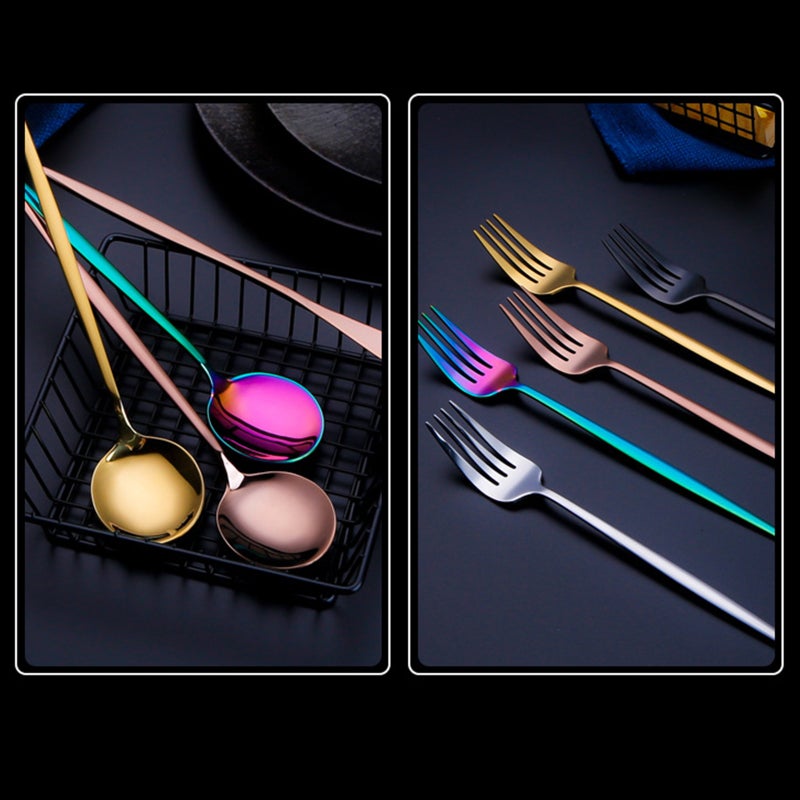 24Pcs Dinnerware Set With Gift Box Stainless Steel Kitchen Cutlery Set Knife Spoon Flatware Minimalist Tableware - Image 4