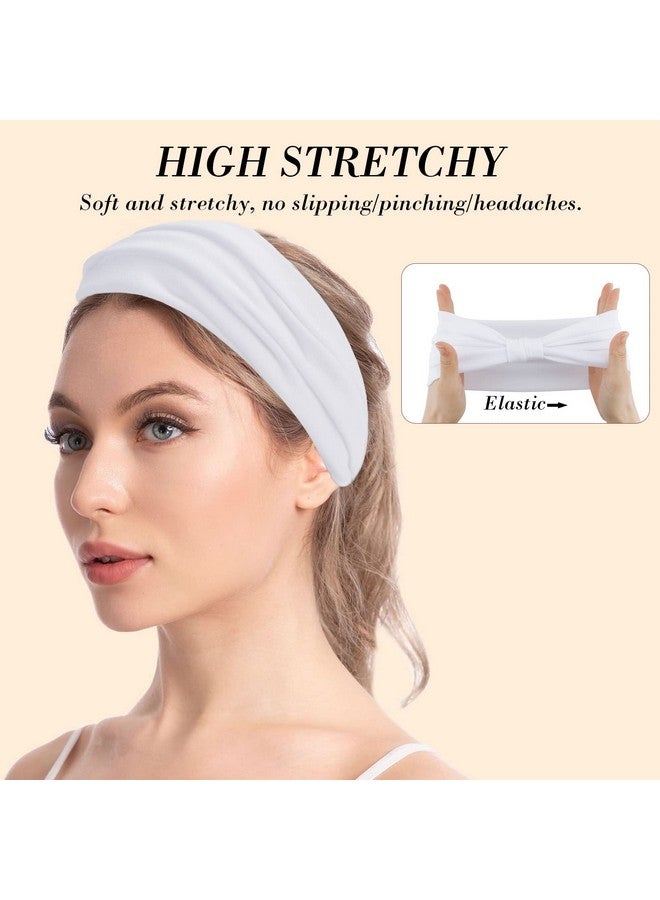 Wecoe Headbands, 6 Pack White Wide Elastic Headbands for Women - Fashion African Headbands For Wigs Head Wrap Knotted Headbands Sports Running Workout Yoga Hair Accessories - Image 4