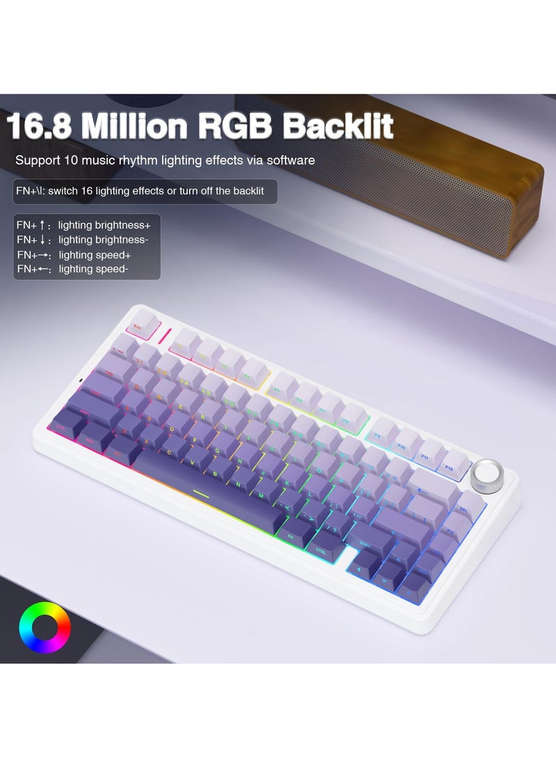 أولا لوحة مفاتيح ميكانيكية لاسلكية F75 Pro، لوحة مفاتيح مخصصة قابلة للتبديل السريع بنسبة 75%، إضاءة خلفية RGB، مفاتيح خطية مُشحمة مسبقًا، أغطية مفاتيح PBT مطبوعة على الجانب، لوحات مفاتيح ميكانيكية للألعاب - Image 5