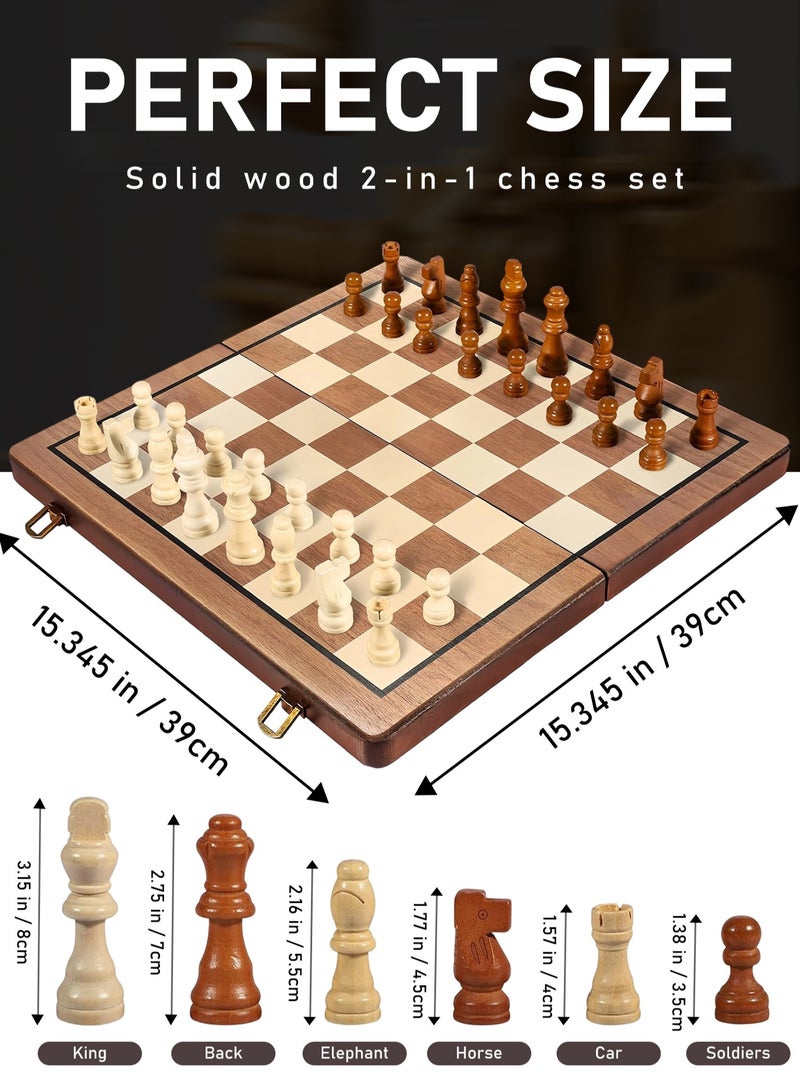 أرابايت لوحة شطرنج مقاس 15 بوصة، مجموعة شطرنج، قطع شطرنج مغناطيسية، 2 ملكة شطرنج، مجموعة لوحات 2 في 1، مجموعة شطرنج قابلة للطي ومحمولة مع فتحات للتخزين، مجموعة شطرنج للمبتدئين للأطفال والكبار - Image 2
