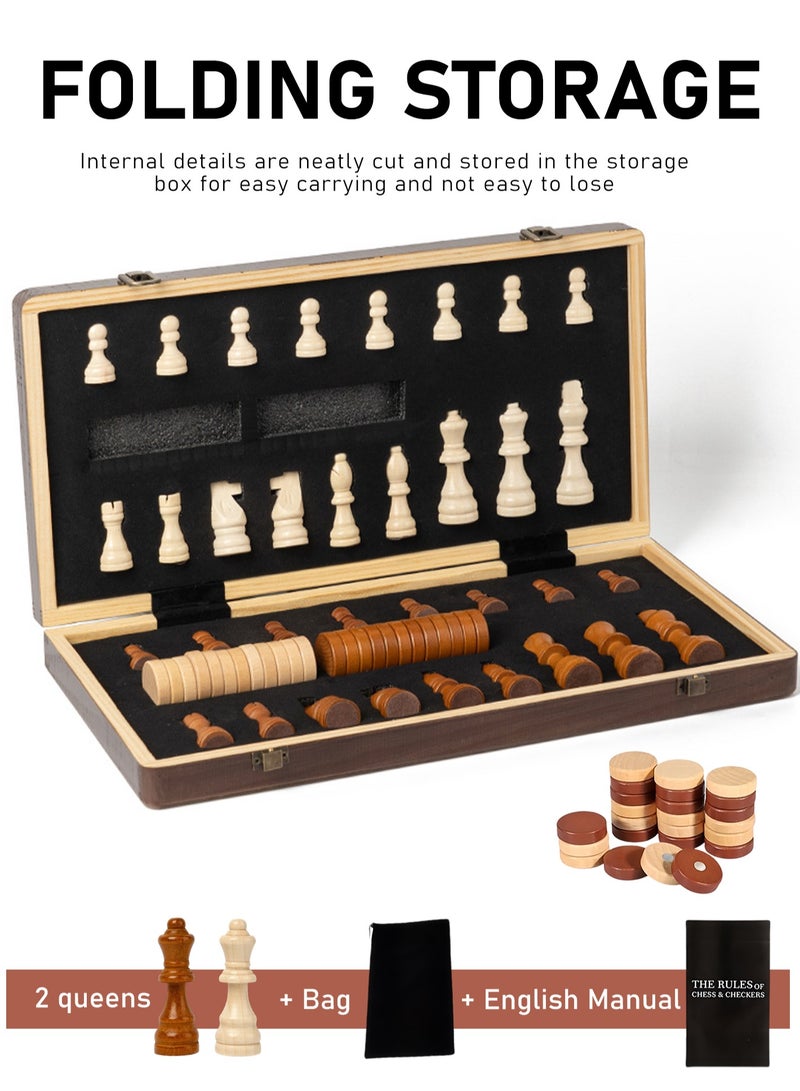 أرابايت لوحة شطرنج مقاس 15 بوصة، مجموعة شطرنج، قطع شطرنج مغناطيسية، 2 ملكة شطرنج، مجموعة لوحات 2 في 1، مجموعة شطرنج قابلة للطي ومحمولة مع فتحات للتخزين، مجموعة شطرنج للمبتدئين للأطفال والكبار - Image 4