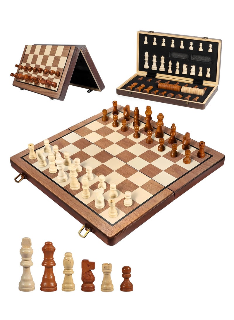 أرابايت لوحة شطرنج مقاس 15 بوصة، مجموعة شطرنج، قطع شطرنج مغناطيسية، 2 ملكة شطرنج، مجموعة لوحات 2 في 1، مجموعة شطرنج قابلة للطي ومحمولة مع فتحات للتخزين، مجموعة شطرنج للمبتدئين للأطفال والكبار - Image 1
