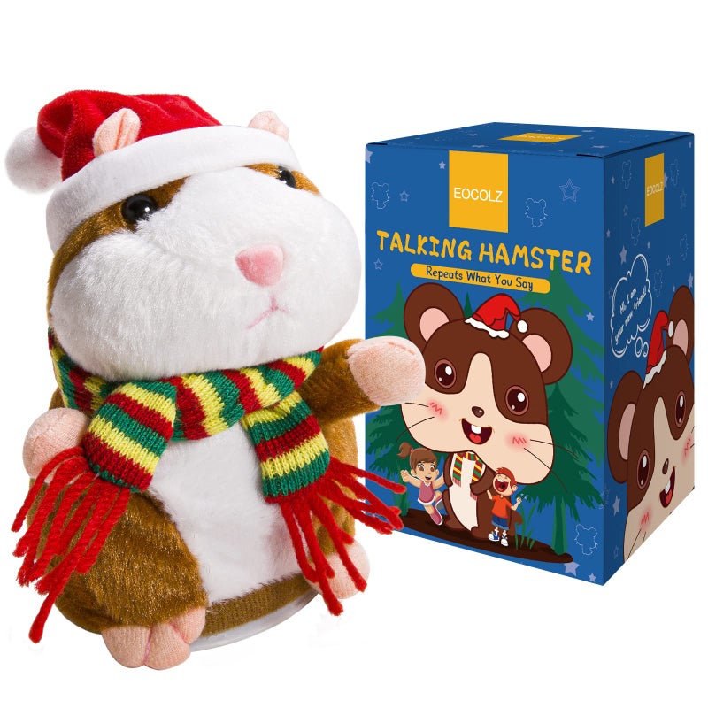 Eocolz Talking Hamster Repeats What You Say Mimicry Pet Plush Buddy Electronic Mouse Interactive Toy Funny Kids Stuffed Toys Children Early Learning for Girl and Boy Brown - Image 3