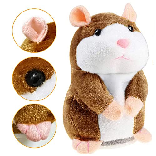Eocolz Talking Hamster Repeats What You Say Mimicry Pet Plush Buddy Electronic Mouse Interactive Toy Funny Kids Stuffed Toys Children Early Learning for Girl and Boy Brown - Image 5