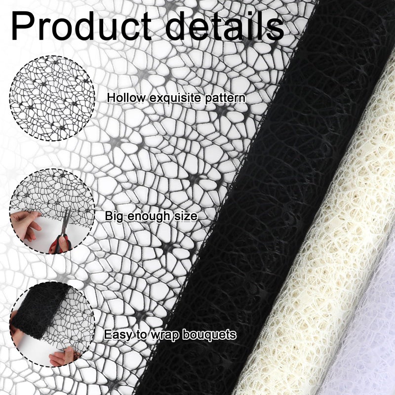 FOIMAS Flower Bouquet Wrapping Paper Roll,19.6" x 5 yrs Mesh Bouquet Wrapping Paper for Presents Flower Packaging Hand Decor,Black - Image 3