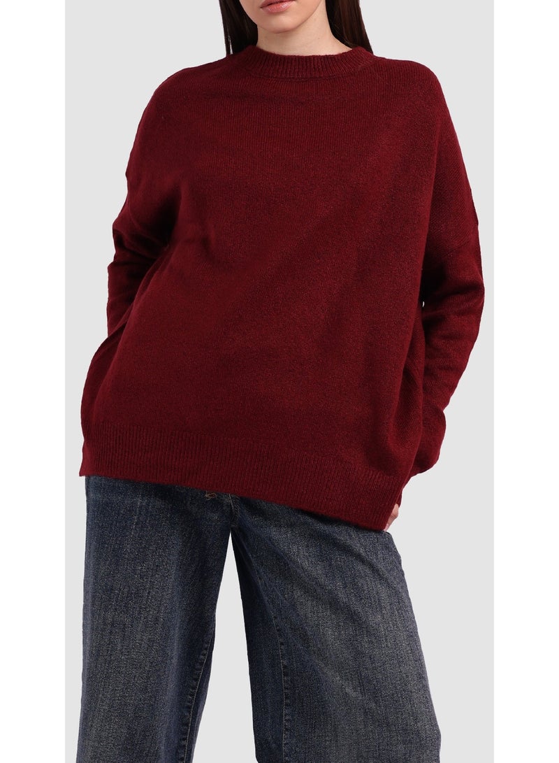 KYVELi Women’s Oversized Soft Knit Sweater – Burgandy - Image 1