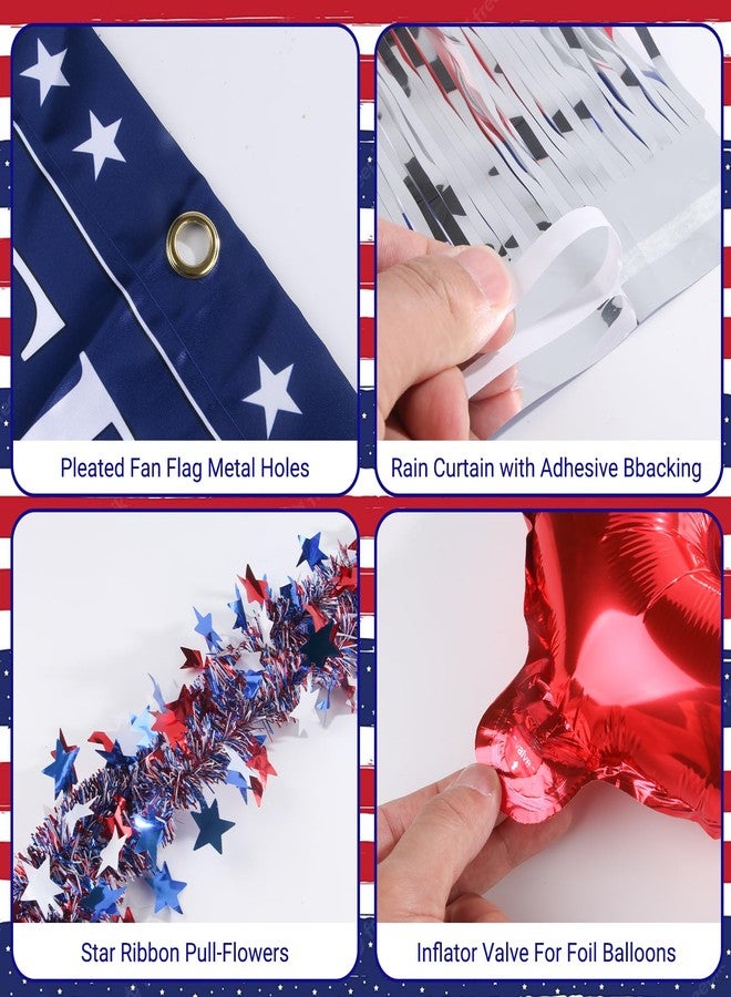 GKLTVB 4th of July Golf Cart Decorations Kit, 250th Patriotic Parade Golf Cart Decor with USA Foil Balloons, Pennant Flags, 1776-2026 Fan Flag & Eagle Sticker for Independence Day & Memorial Day - Image 4